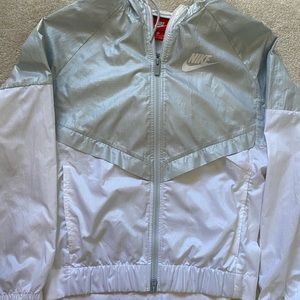 White and gray nike windbreaker